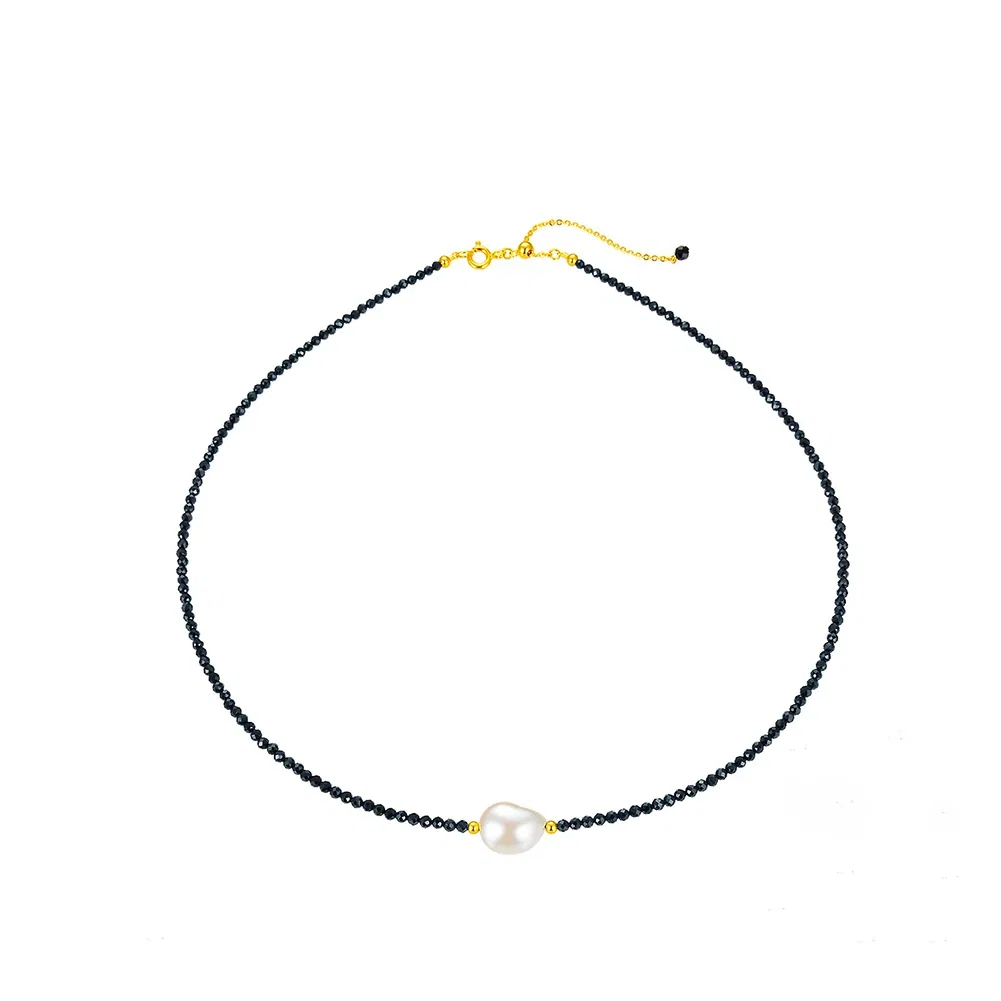 Coliere Perle - Colier din Argint Black Bead Spinel and Pearl