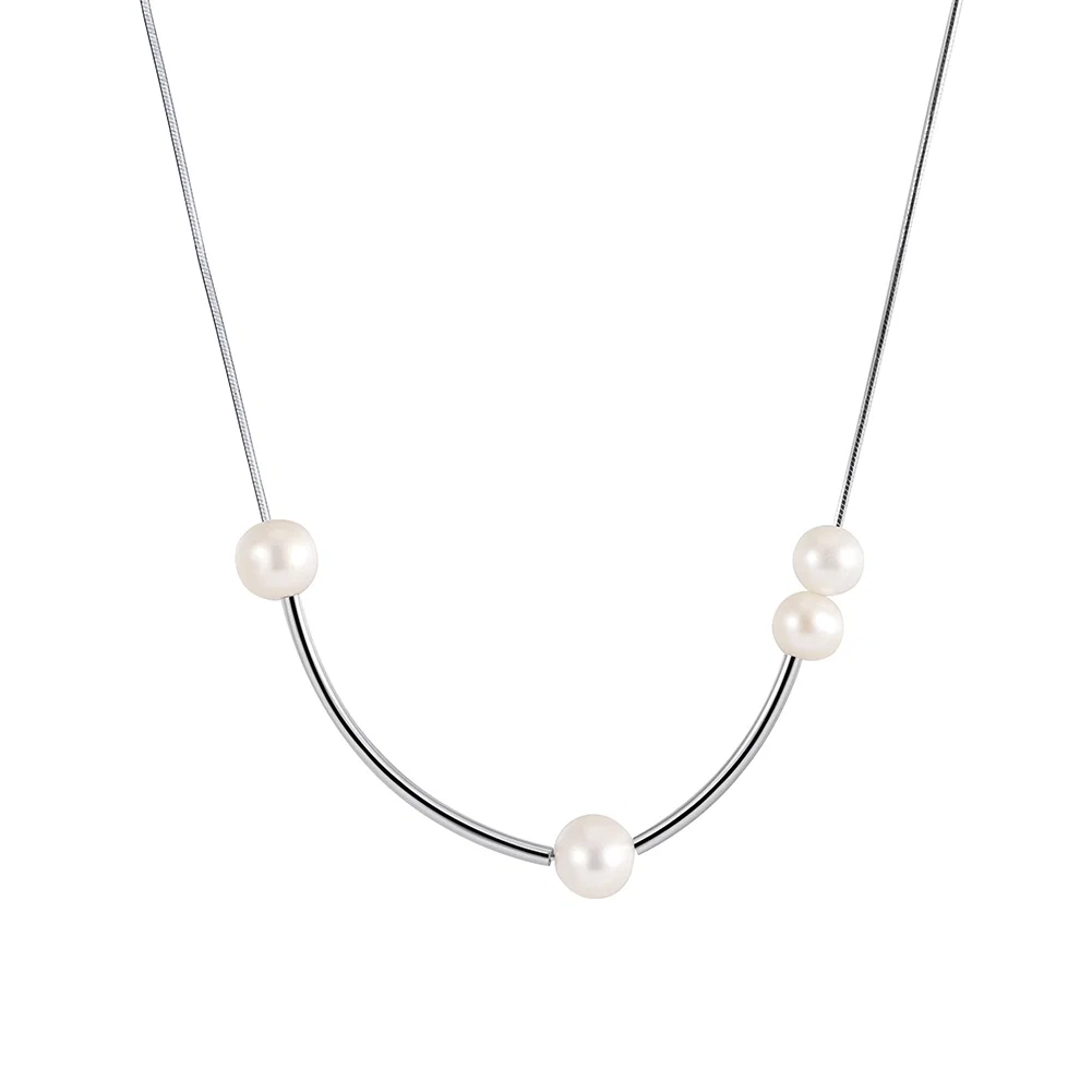 Coliere Din Argint - Colier din Argint cu Perle Naturale de Cultură Arc Pearls Silver