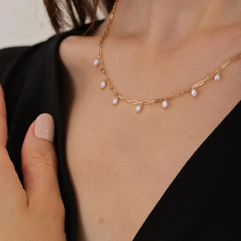 Coliere din argint - Colier din Argint cu Perle Naturale de Cultură Bold Pearls