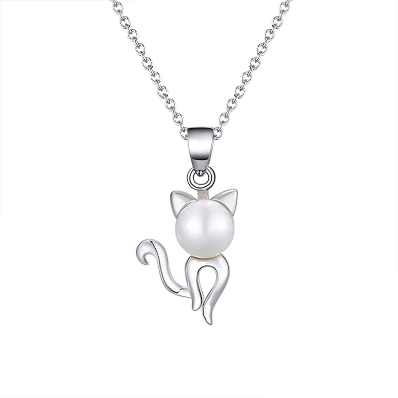 Coliere Din Argint - Colier din Argint cu Perle Naturale de Cultură Cat Pearl Silver