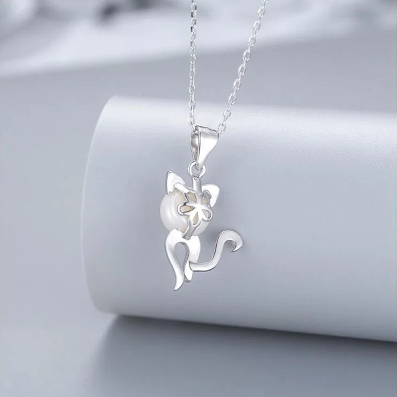 Coliere Din Argint - Colier din Argint cu Perle Naturale de Cultură Cat Pearl Silver