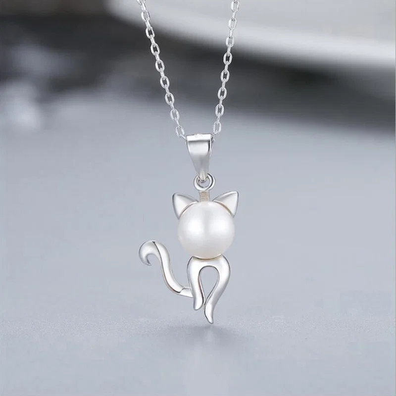 Coliere Din Argint - Colier din Argint cu Perle Naturale de Cultură Cat Pearl Silver