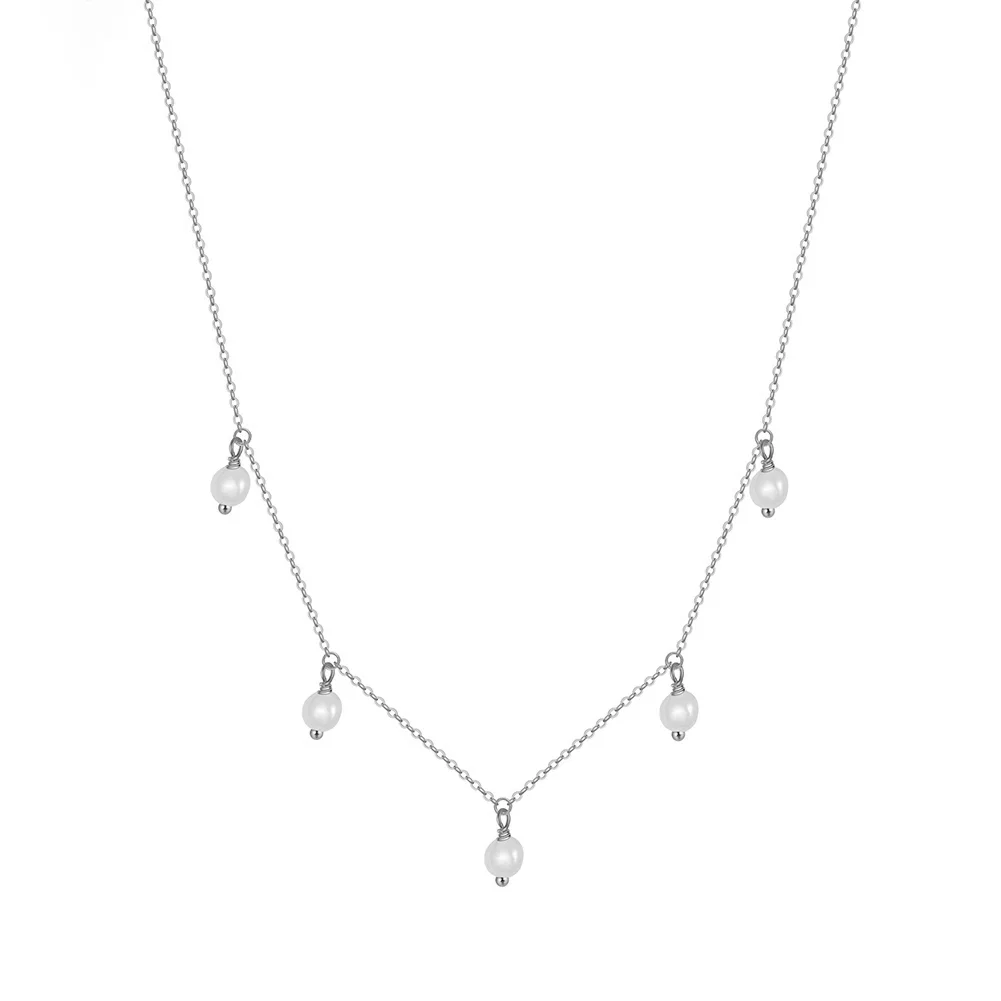 Coliere Din Argint - Colier din Argint cu Perle Naturale de Cultură Dewdrop Garland Silver