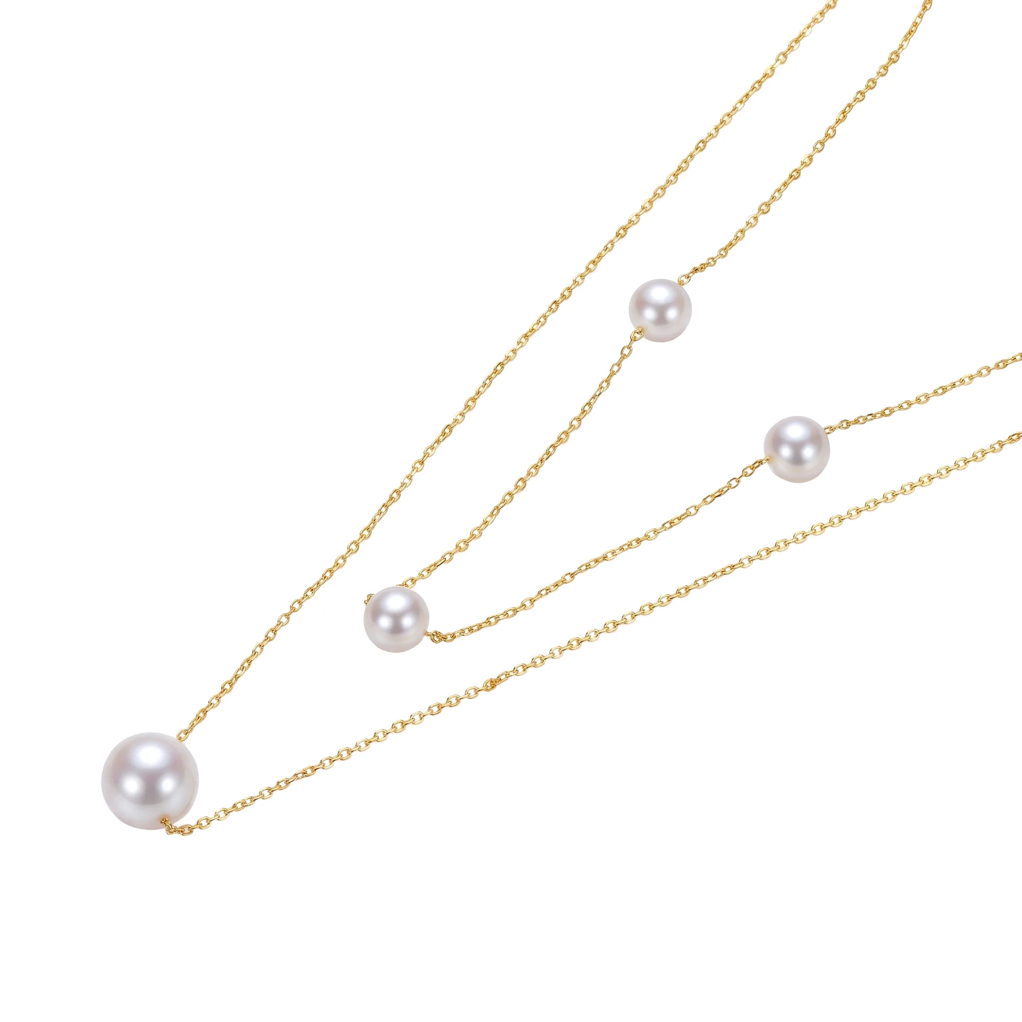 Coliere din argint - Colier din Argint cu perle naturale de cultură Double Layer Gold