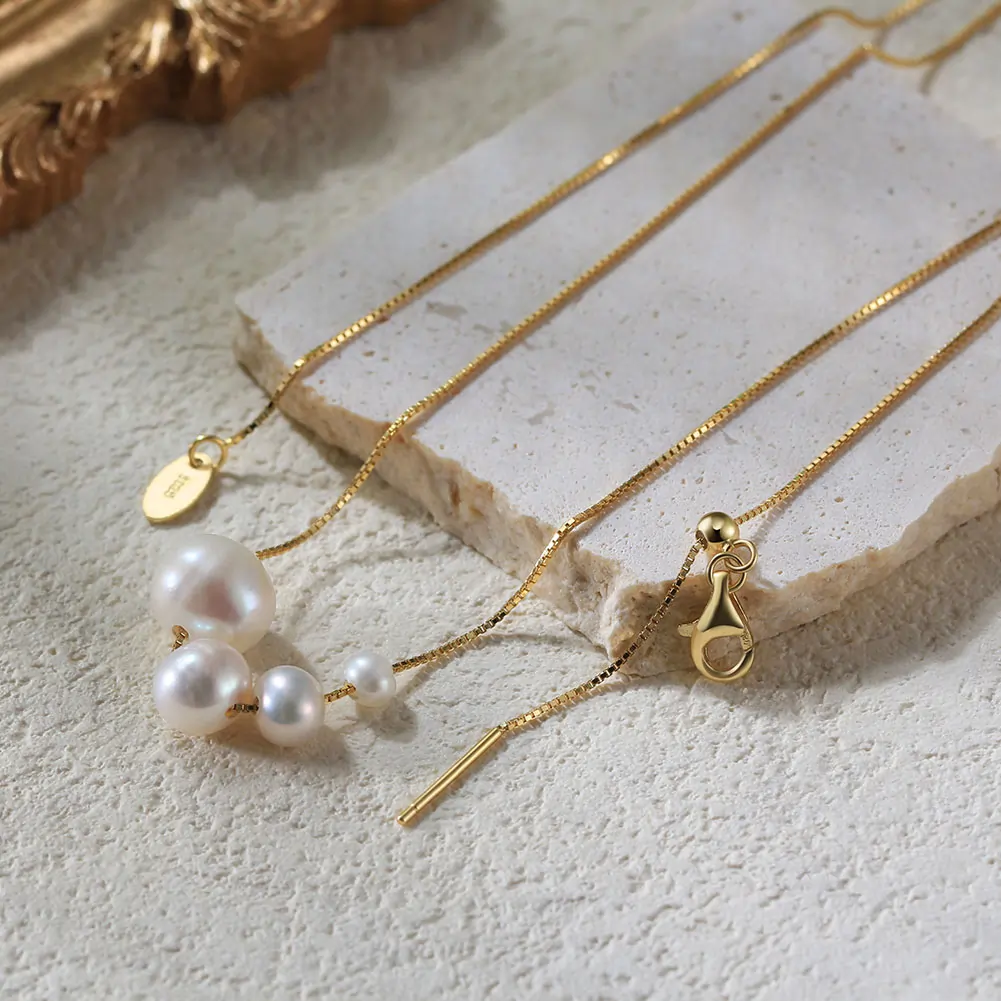 Coliere Perle - Colier din Argint cu Perle naturale de cultură Elegant Multi-Pearl