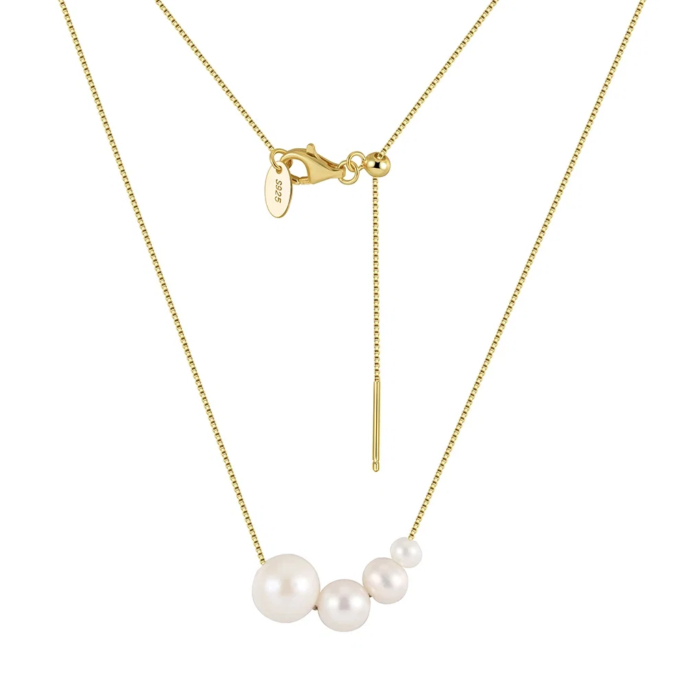 Colier din Argint cu Perle naturale de cultură Elegant Multi-Pearl