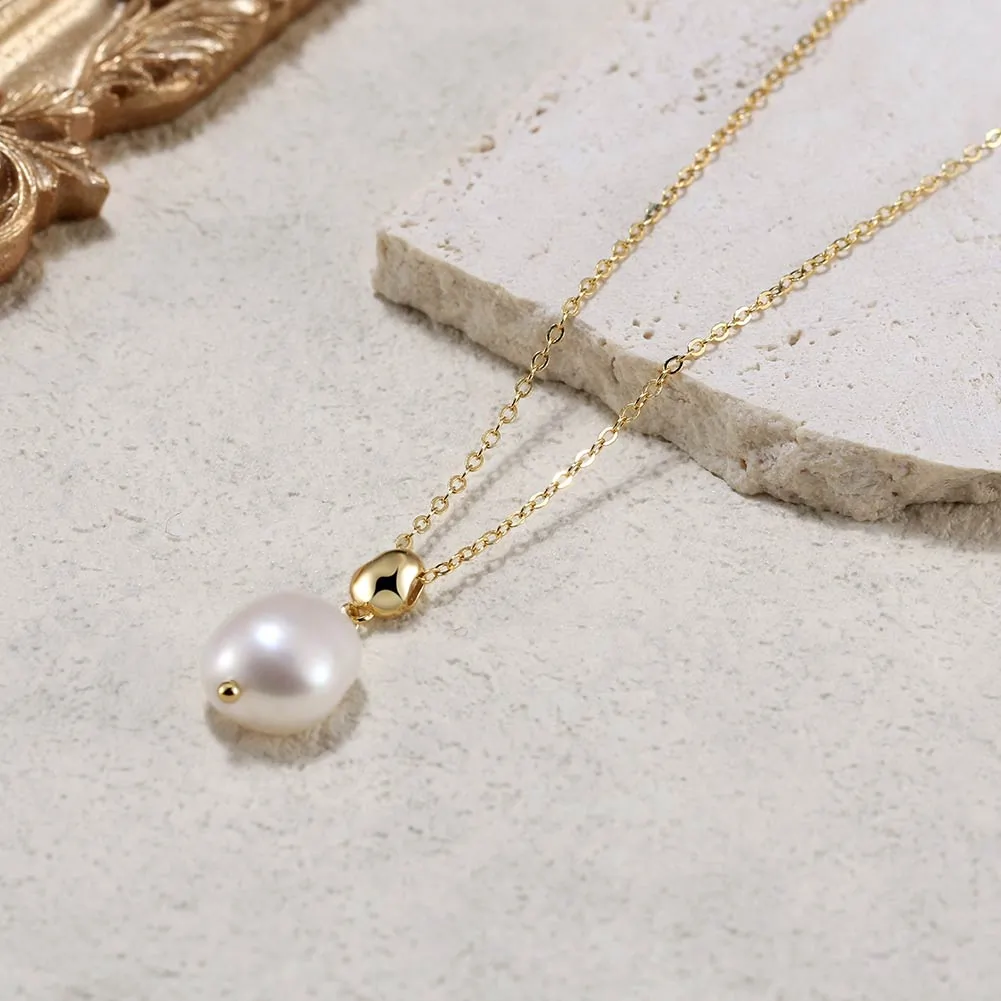 Colecții - Colier din Argint cu Perle Naturale de Cultură Elegant Pearl Baroque Gold
