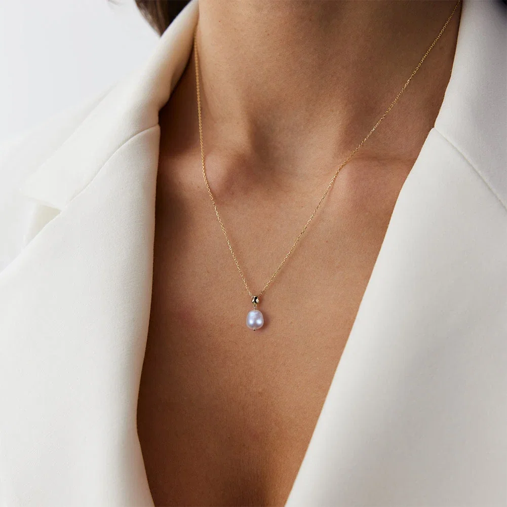 Colecții - Colier din Argint cu Perle Naturale de Cultură Elegant Pearl Baroque Gold