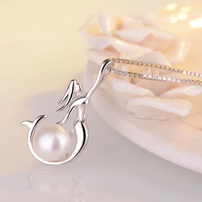 Coliere Din Argint - Colier din Argint cu Perle Naturale de Cultură Mermaid's Pearl Silver
