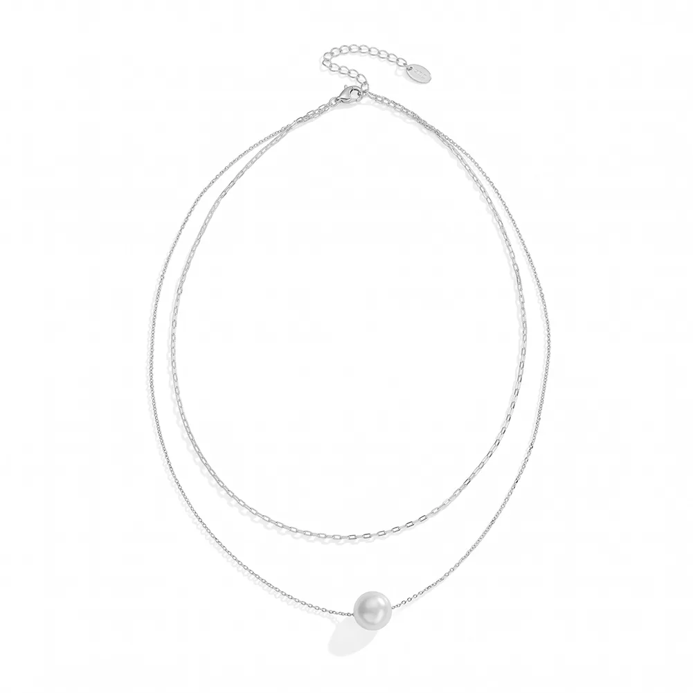 Coliere din argint - Colier din Argint cu Perle Naturale de Cultură Layer Silver