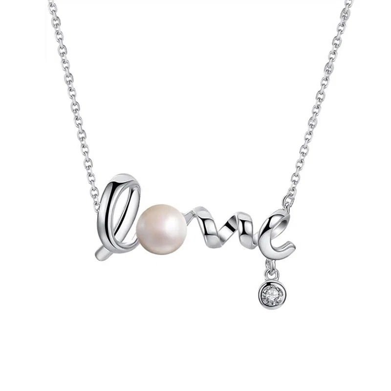 Coliere Din Argint - Colier din Argint cu Perle Naturale de Cultură Love Charm Silver