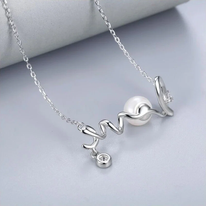 Coliere Din Argint - Colier din Argint cu Perle Naturale de Cultură Love Charm Silver