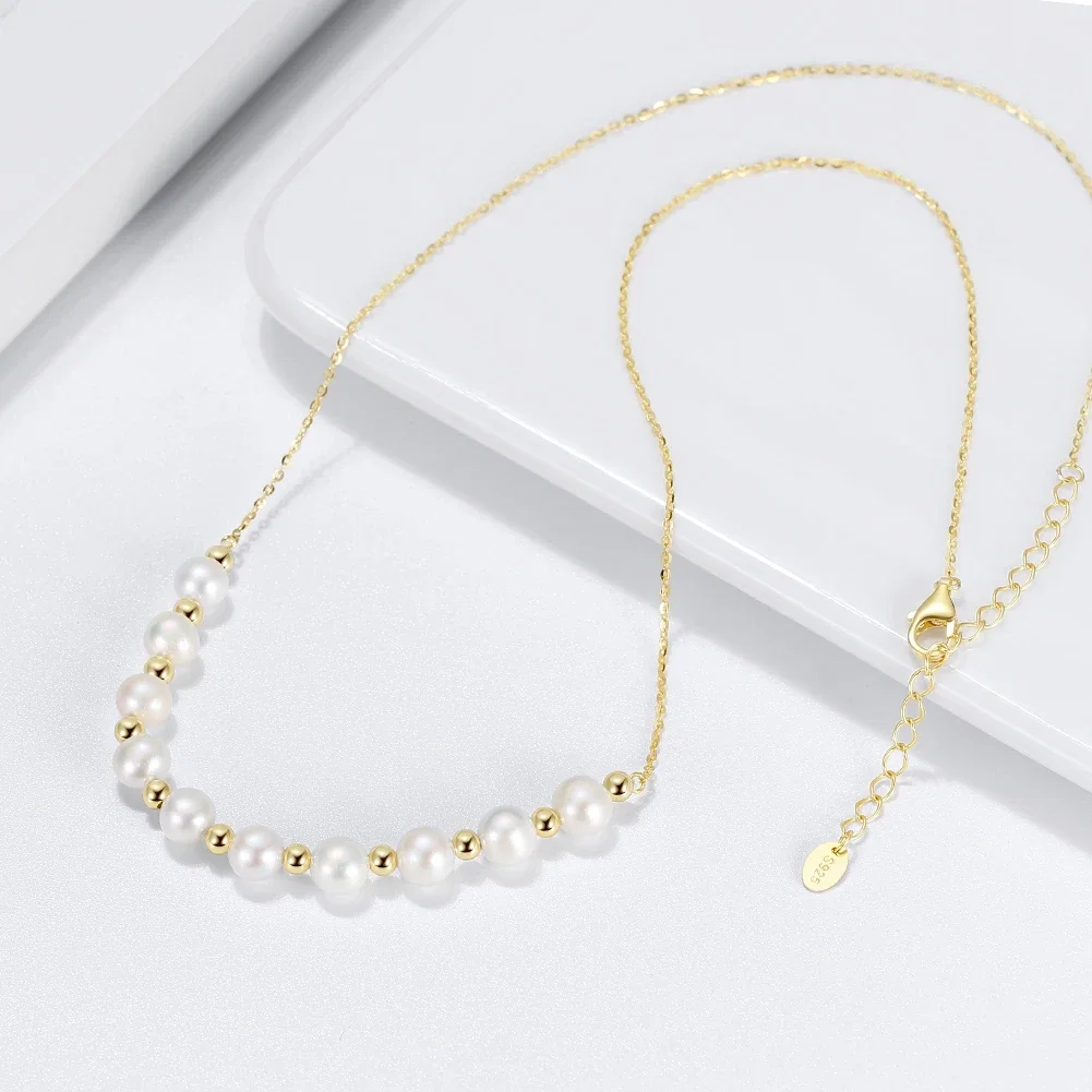Coliere - Colier din Argint cu Perle Naturale de Cultură Lustrous Elegance Silver