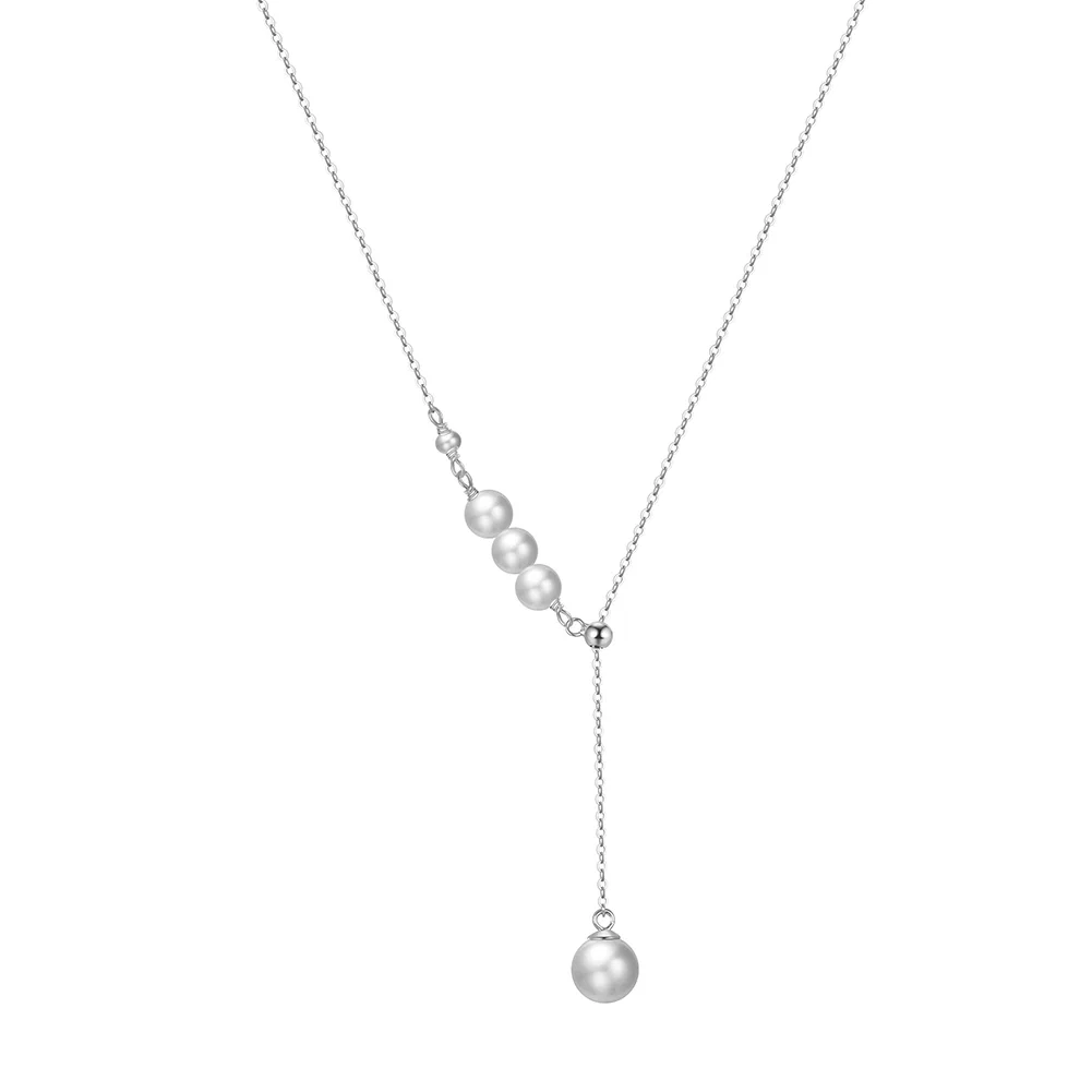 Coliere Perle - Colier din Argint cu Perle Naturale de Cultură Modern Drop Silver