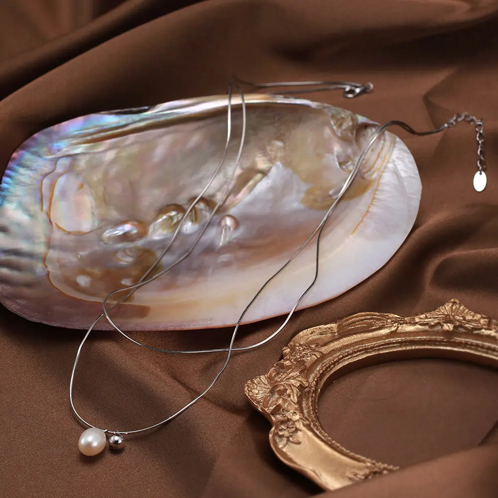 Coliere Din Argint - Colier din Argint cu Perle Naturale de Cultură Pearl Duo Silver