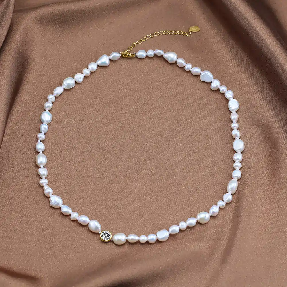Coliere Din Argint - Colier din Argint cu Perle Naturale de Cultură Pearl Glow