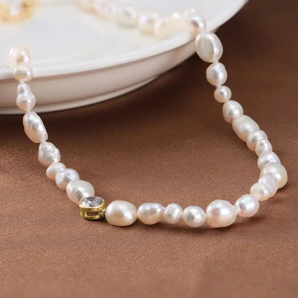 Coliere Din Argint - Colier din Argint cu Perle Naturale de Cultură Pearl Glow