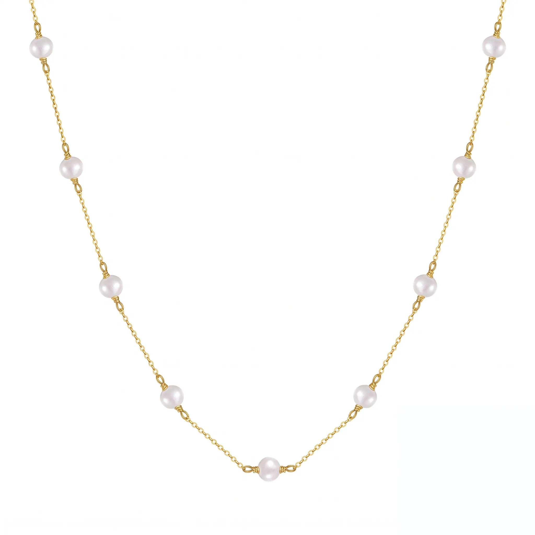 Coliere din argint - Colier din Argint cu Perle Naturale de Cultură Pearl Harmony Gold