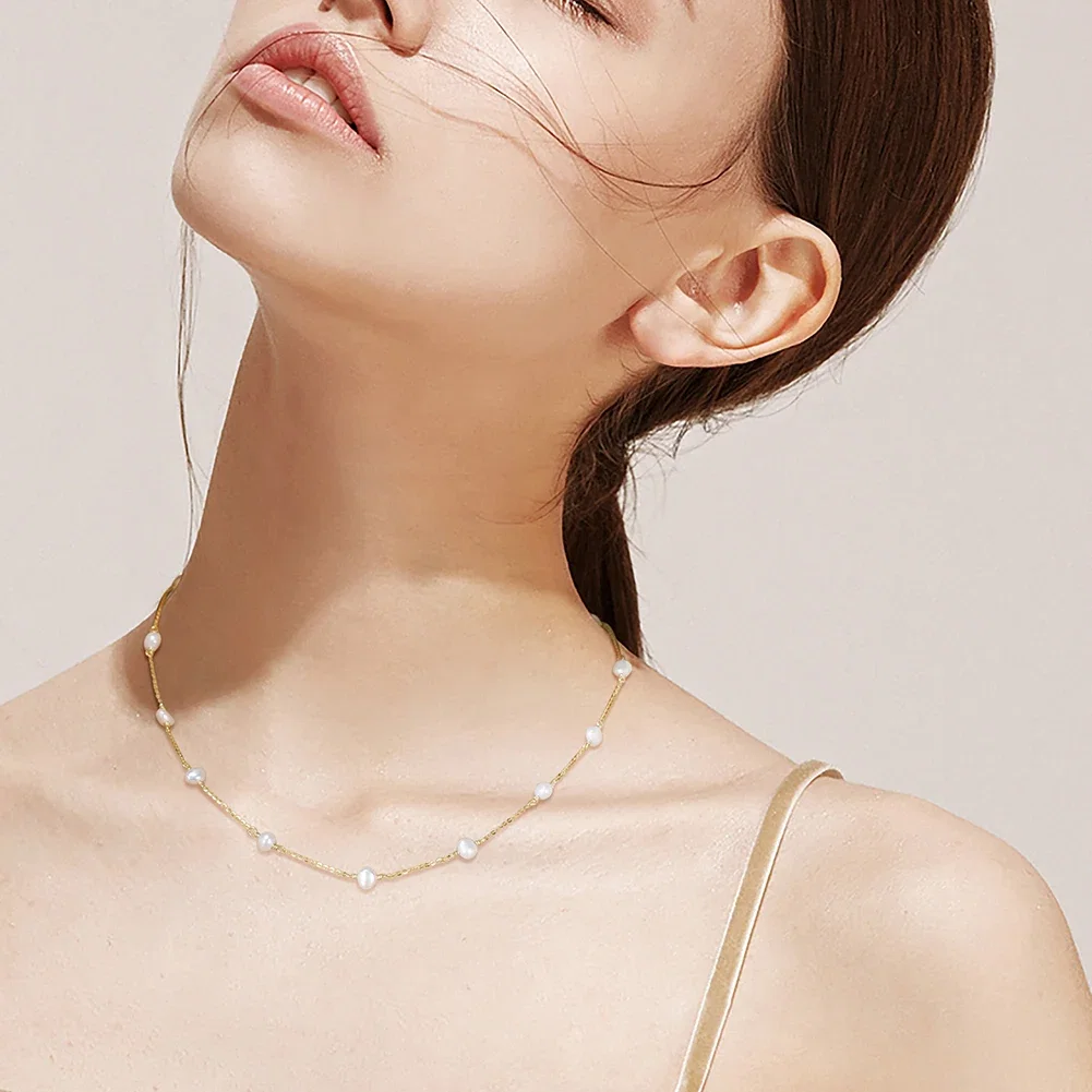 Bijuterii Perle Naturale - Colier din Argint cu Perle Naturale de Cultură Pearl Harmony Gold