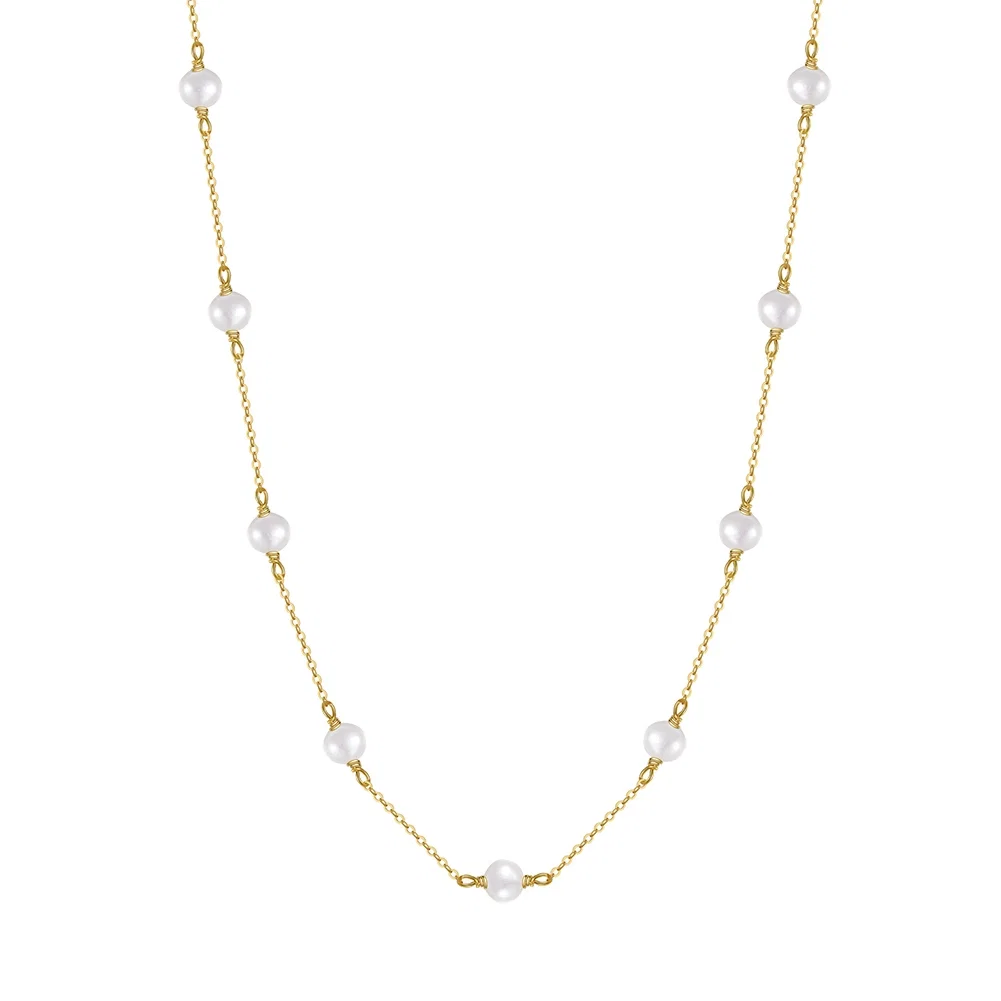 Bijuterii Perle Naturale - Colier din Argint cu Perle Naturale de Cultură Pearl Harmony Gold