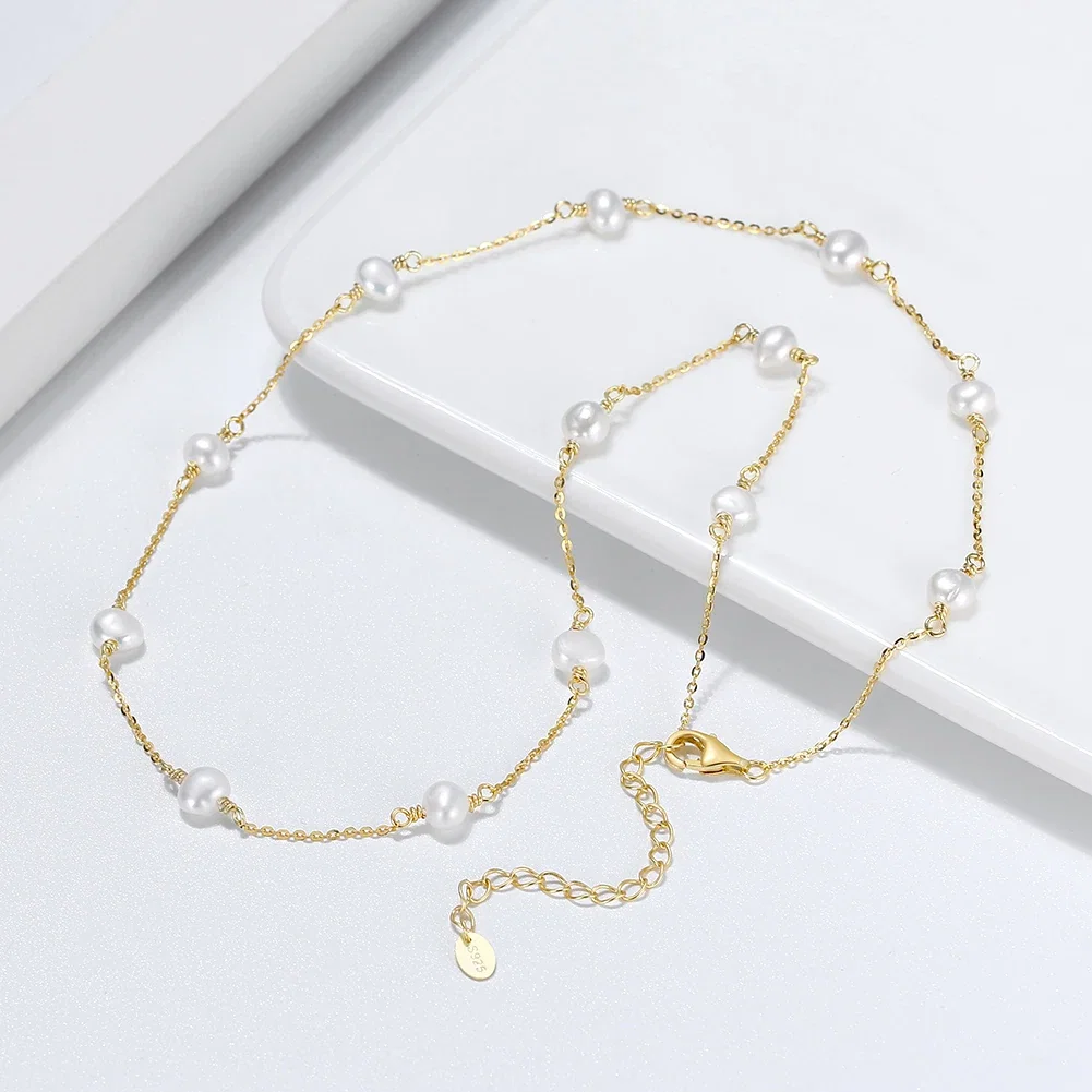 Bijuterii Perle Naturale - Colier din Argint cu Perle Naturale de Cultură Pearl Harmony Gold