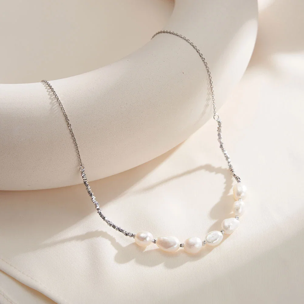 Coliere din argint - Colier din Argint cu Perle Naturale de Cultură Pearl Reflection Silver