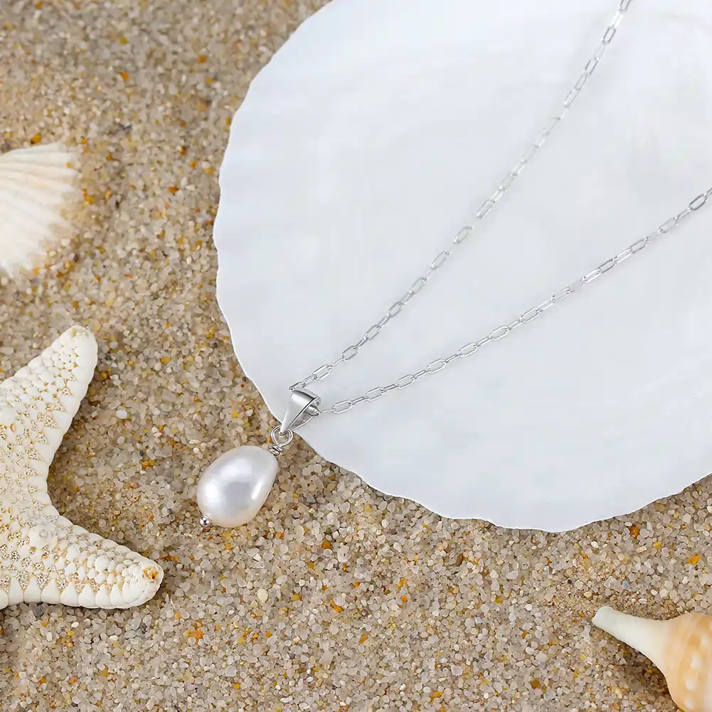Coliere din argint - Colier din Argint cu Perle Naturale de Cultură Classic Pearl Silver