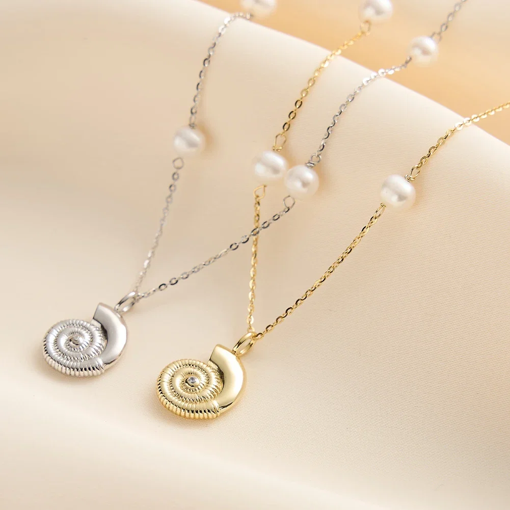 Coliere din argint - Colier din Argint cu Perle Naturale de Cultură Spiral Pearl Silver