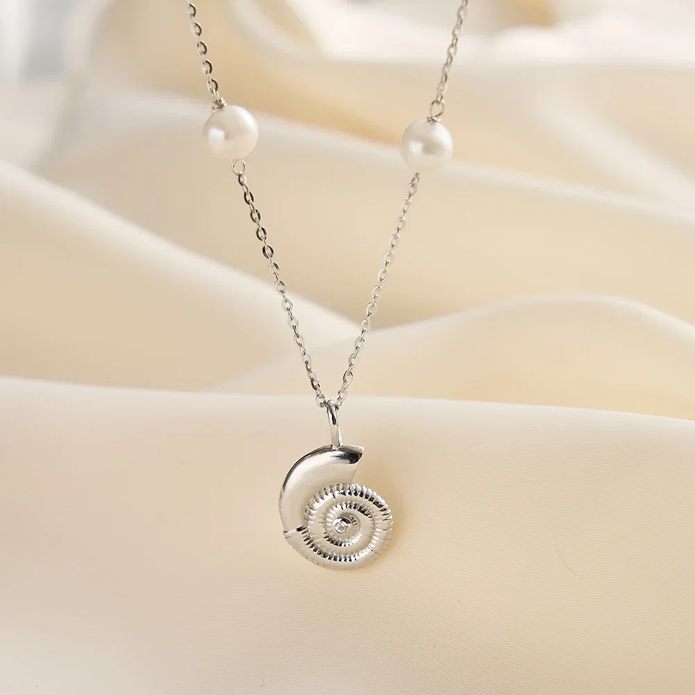 Coliere din argint - Colier din Argint cu Perle Naturale de Cultură Spiral Pearl Silver