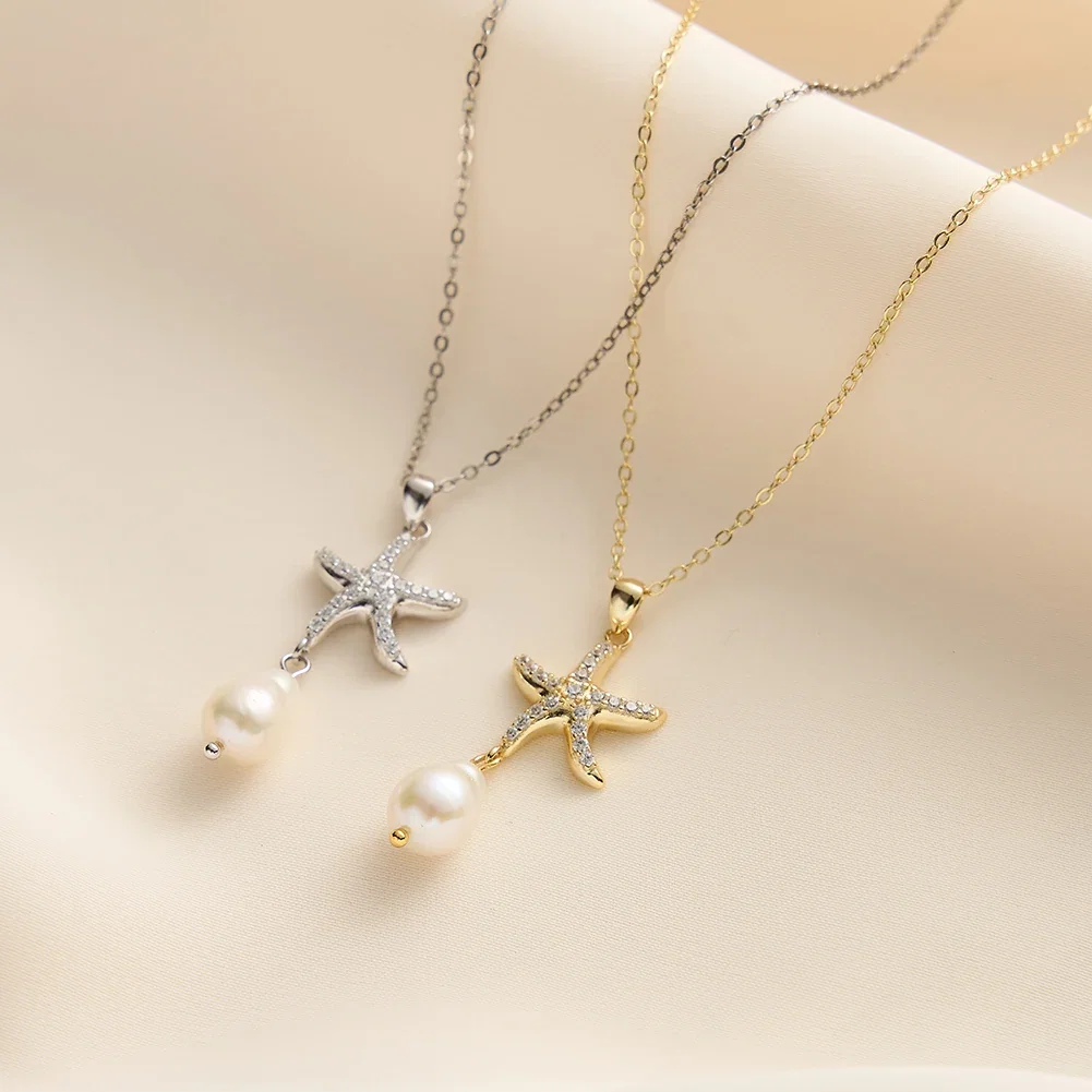 Coliere Perle - Colier din Argint cu Perle Naturale de Cultură Starry Drop