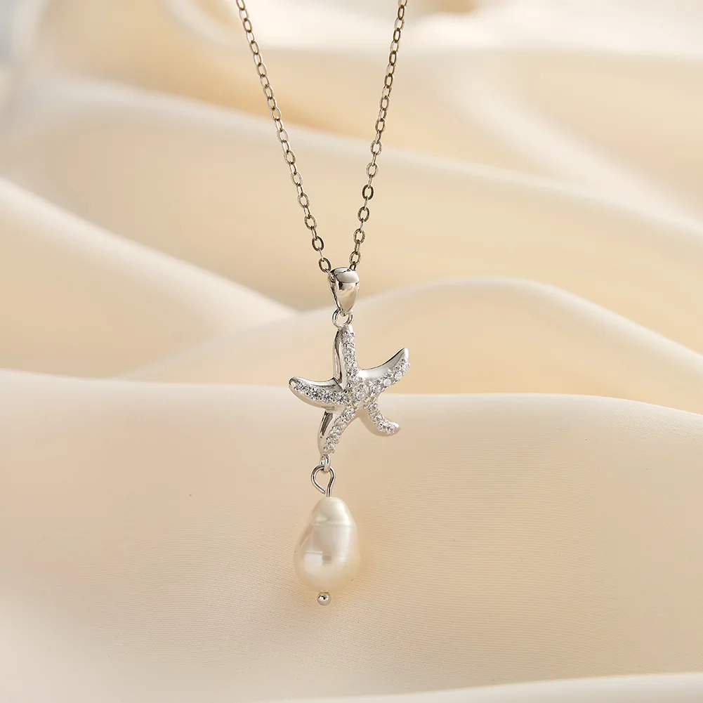 Coliere din argint - Colier din Argint cu Perle Naturale de Cultură Starry Drop Silver