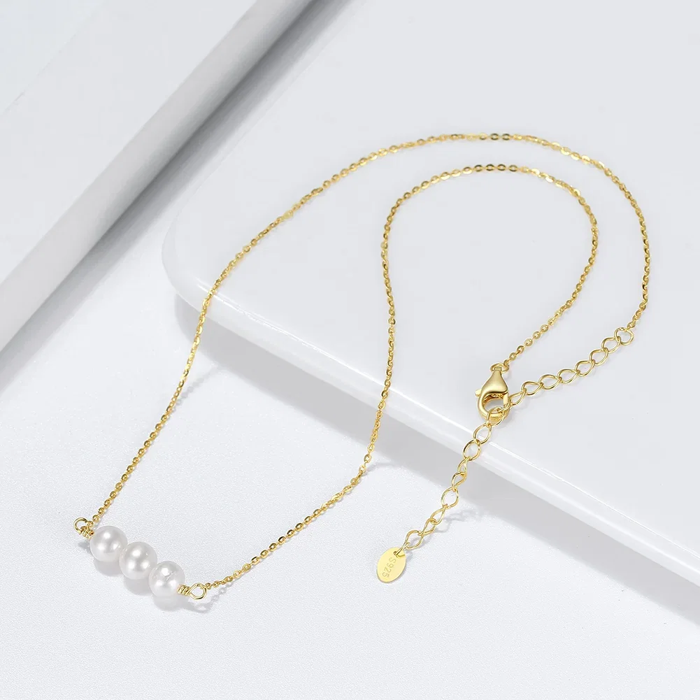 Coliere Perle - Colier din Argint cu perle naturale de cultură Three Pearls Gold