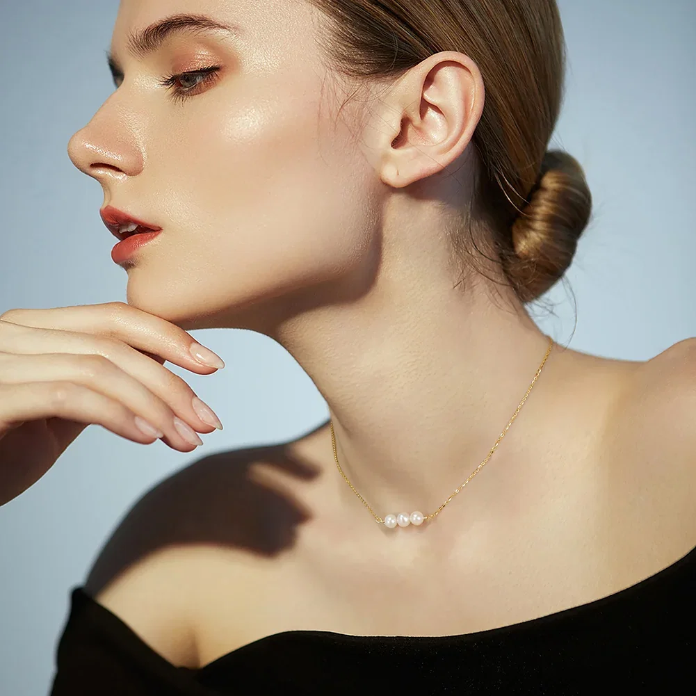 Coliere Perle - Colier din Argint cu perle naturale de cultură Three Pearls Gold