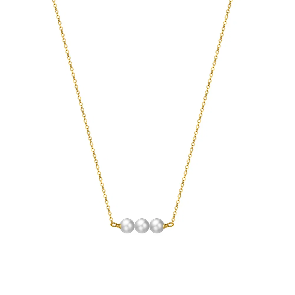 Coliere Perle - Colier din Argint cu perle naturale de cultură Three Pearls Gold