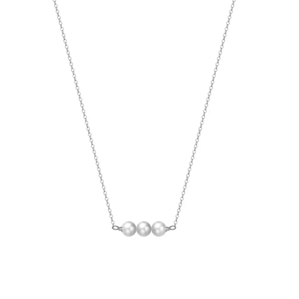 Coliere Perle - Colier din Argint cu perle naturale de cultură Three Pearls Silver