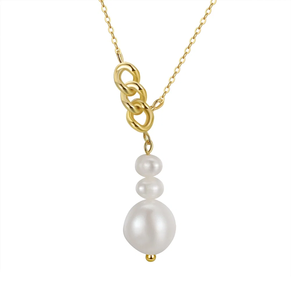 Coliere - Colier din Argint cu Perle Naturale de Cultură Trio Pearl Golden