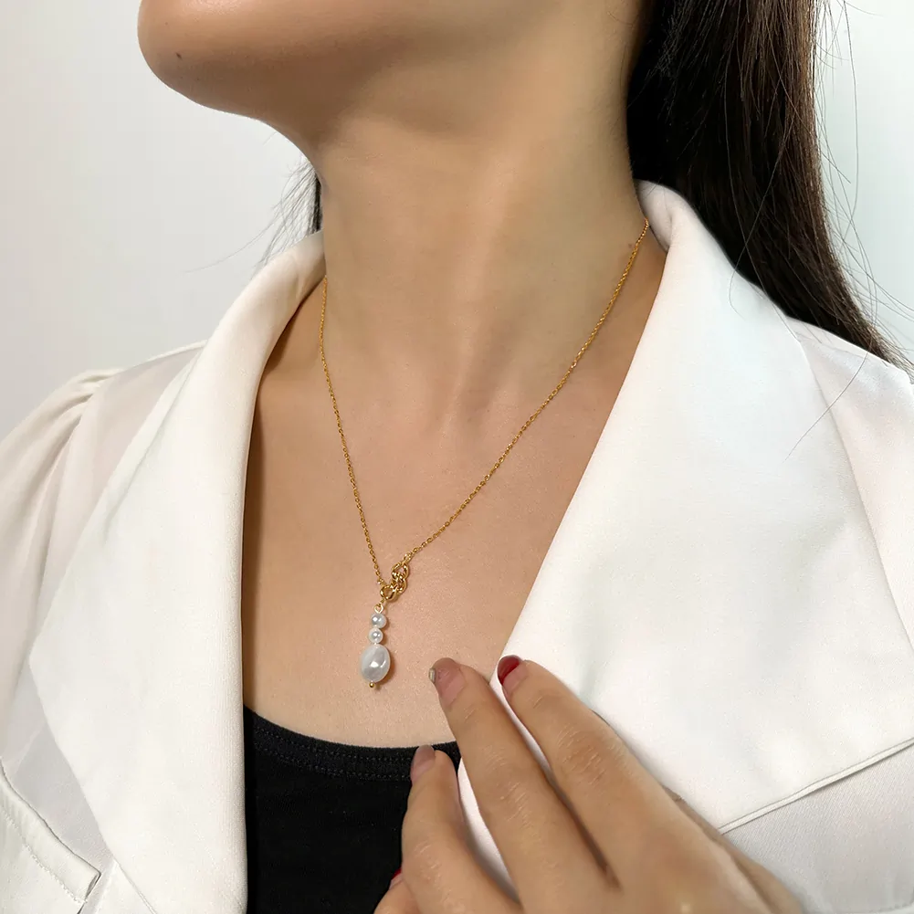 Coliere - Colier din Argint cu Perle Naturale de Cultură Trio Pearl Golden