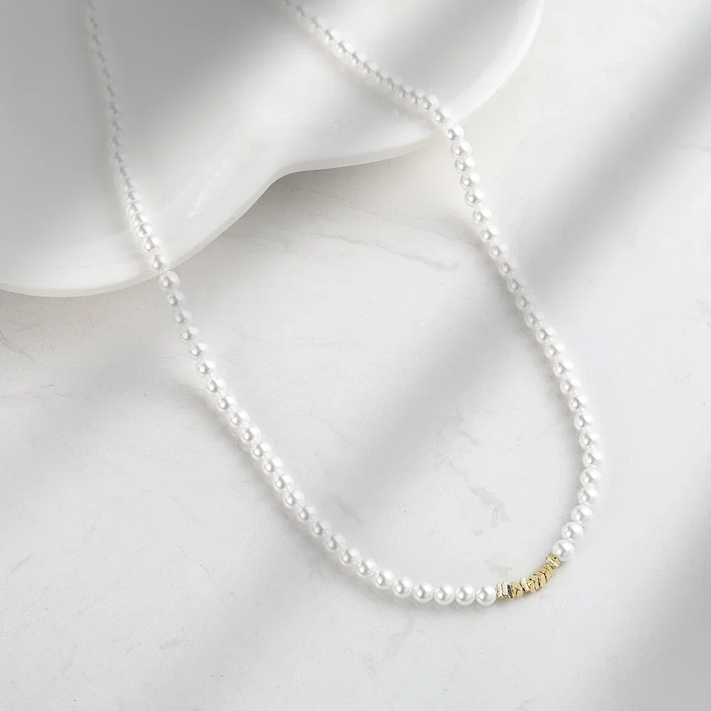 Coliere din argint - Colier din argint cu perle shell Beads Auriu