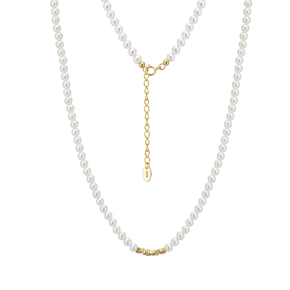 Coliere din argint - Colier din argint cu perle shell Beads Auriu