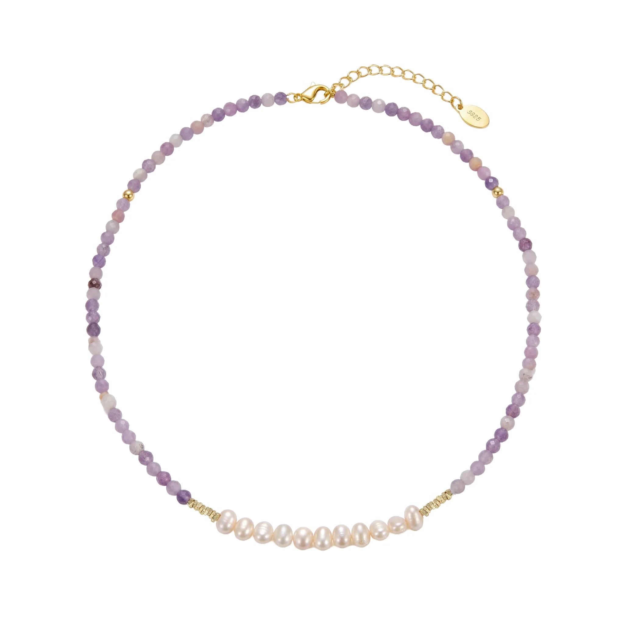 Coliere din argint - Colier din Argint cu Perle și Pietre naturale Ametist Lavender Pearl