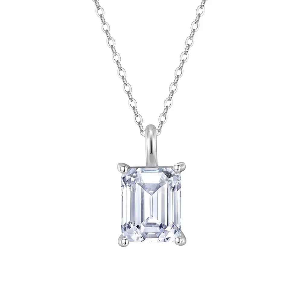 Coliere din argint - Colier din argint cu zirconiu Emerald Solitaire Argintiu