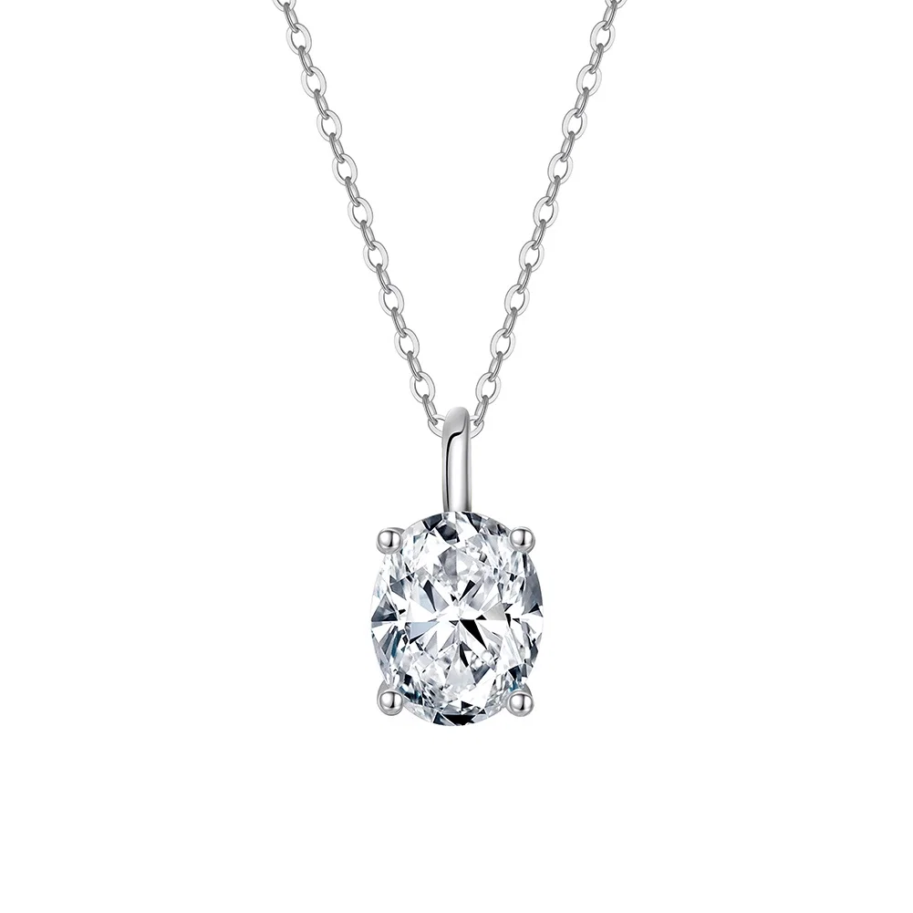 Coliere din argint - Colier din argint cu zirconiu Oval Solitaire Argintiu