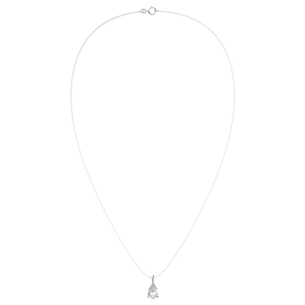 Coliere din argint - Colier din argint cu zirconiu Pear Solitaire Argintiu