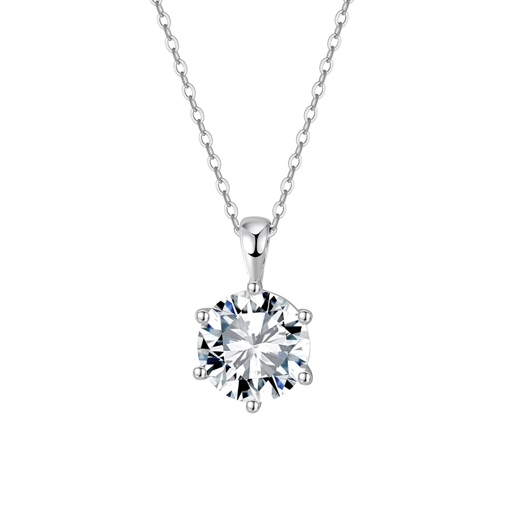Coliere din argint - Colier din argint cu zirconiu Round Solitaire Argintiu