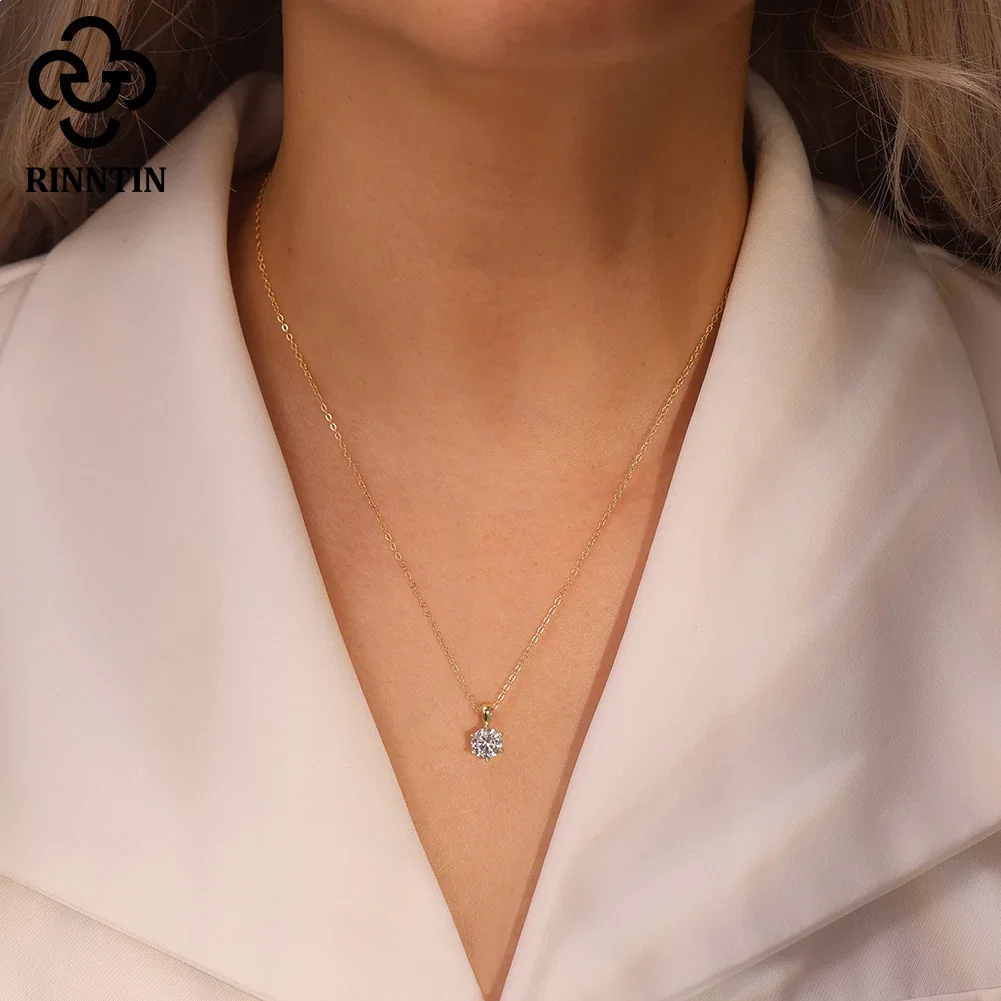 Coliere din argint - Colier din argint cu zirconiu Round Solitaire Argintiu