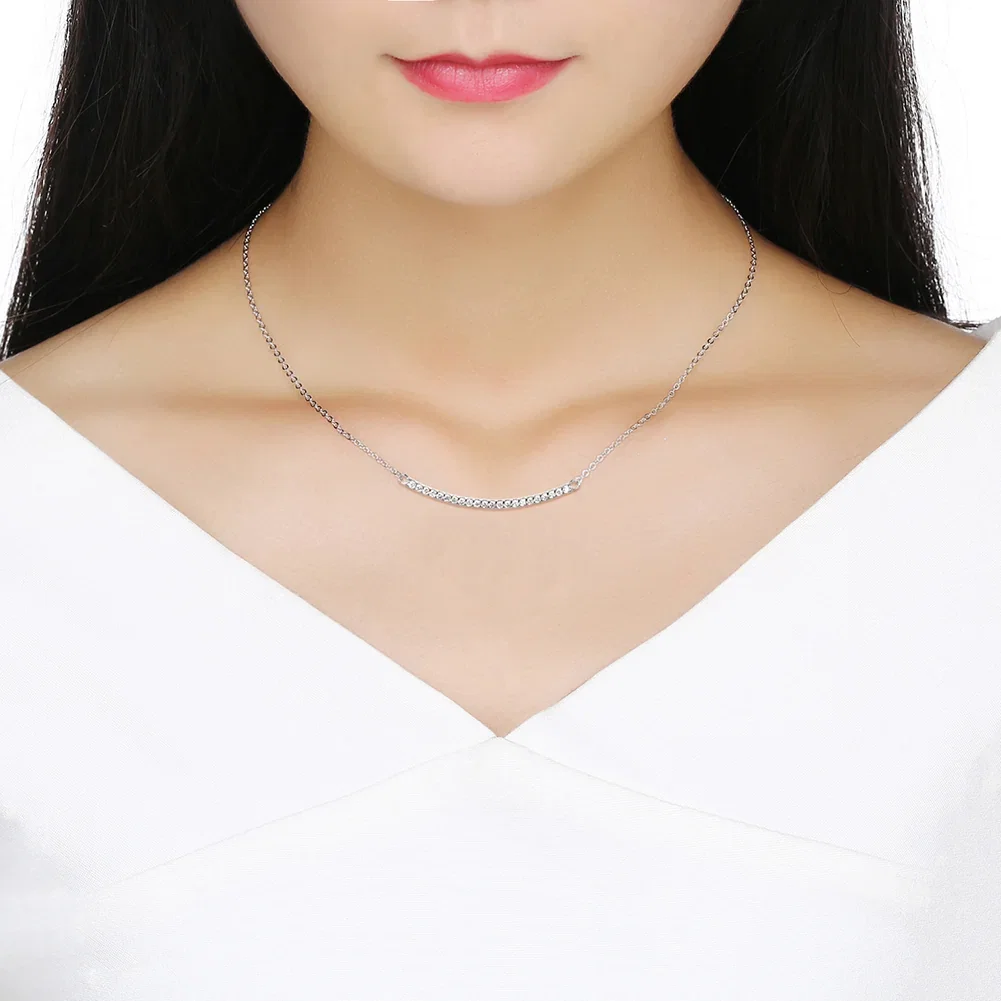 Coliere din argint - Colier din Argint Curved Bar Silver