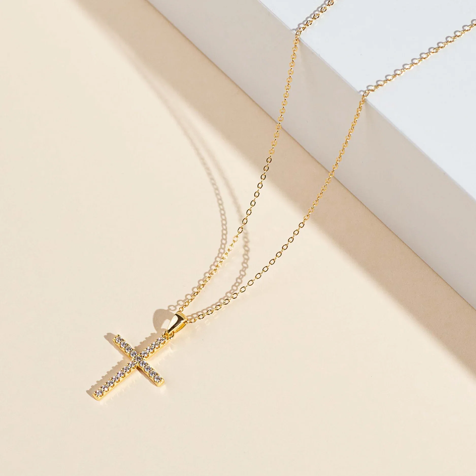Coliere Din Argint - Colier din Argint Gold Crystal Cross