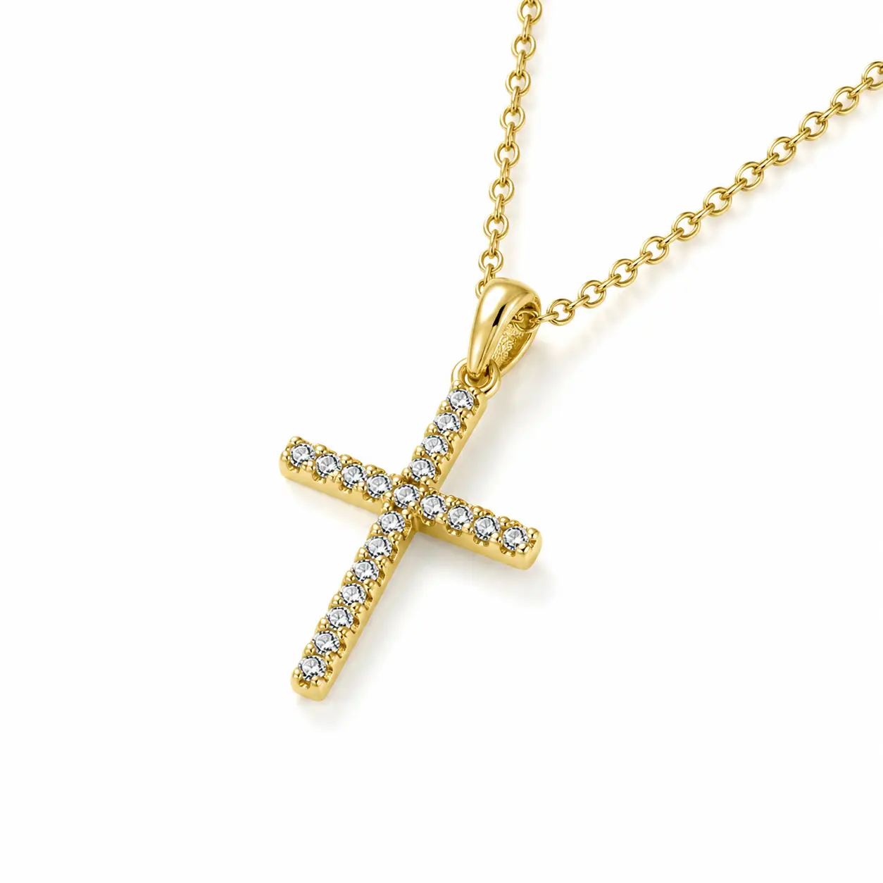 Coliere din argint - Colier din Argint Gold Crystal Cross
