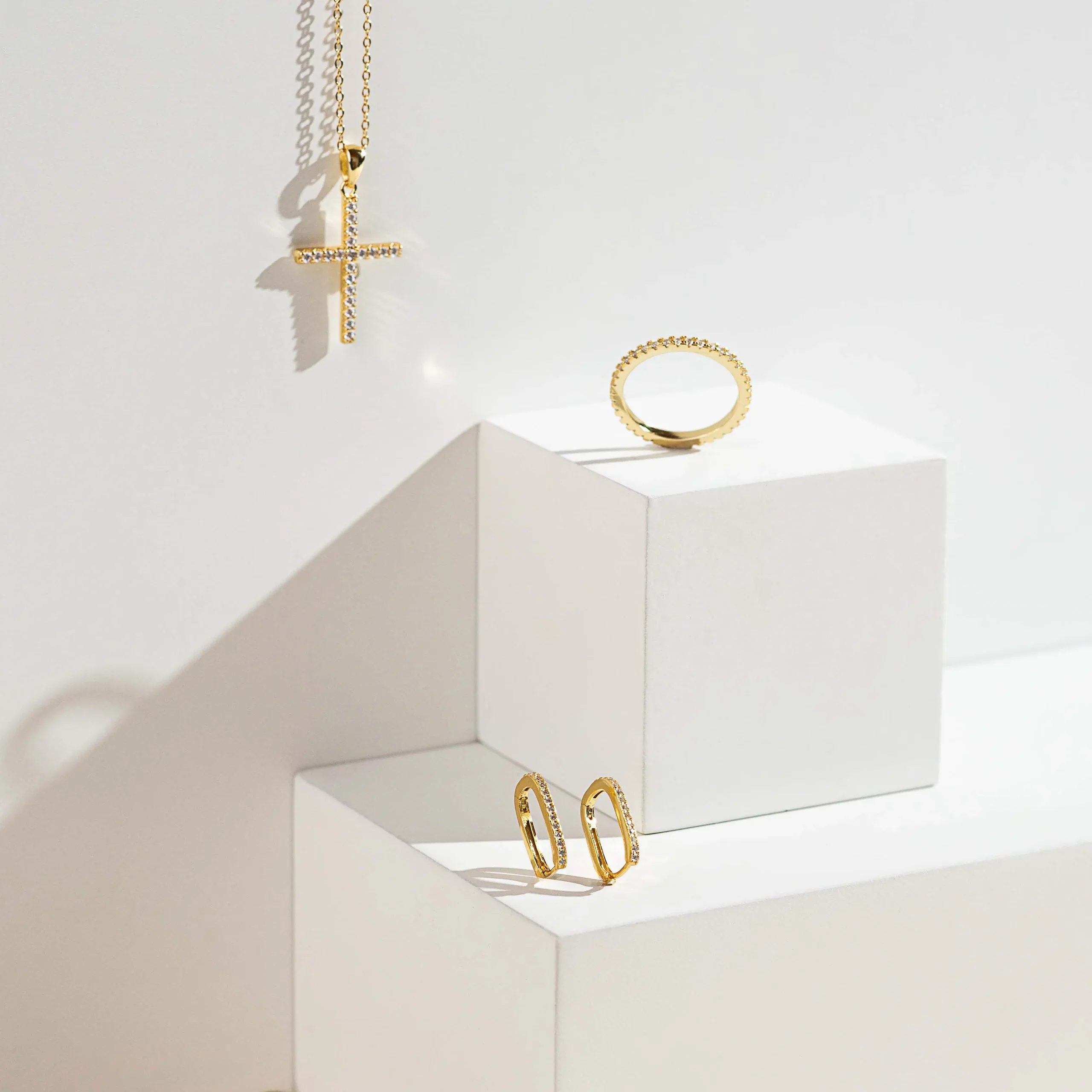 Coliere Din Argint - Colier din Argint Gold Crystal Cross