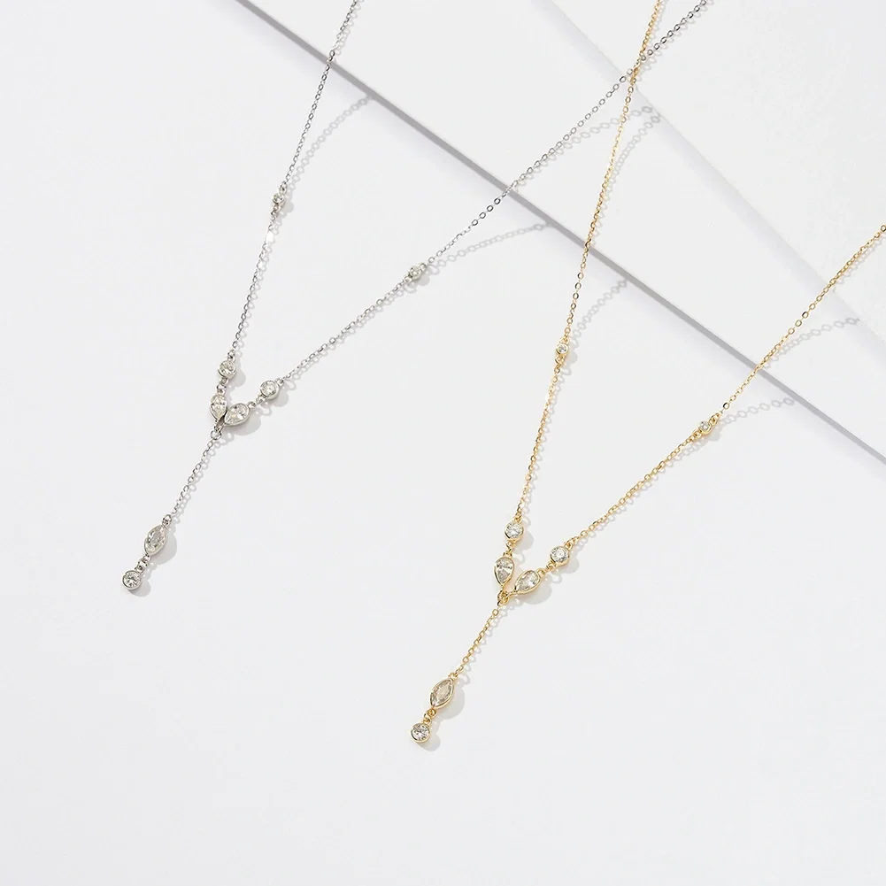 Coliere din argint - Colier din Argint Gold Crystal Drop